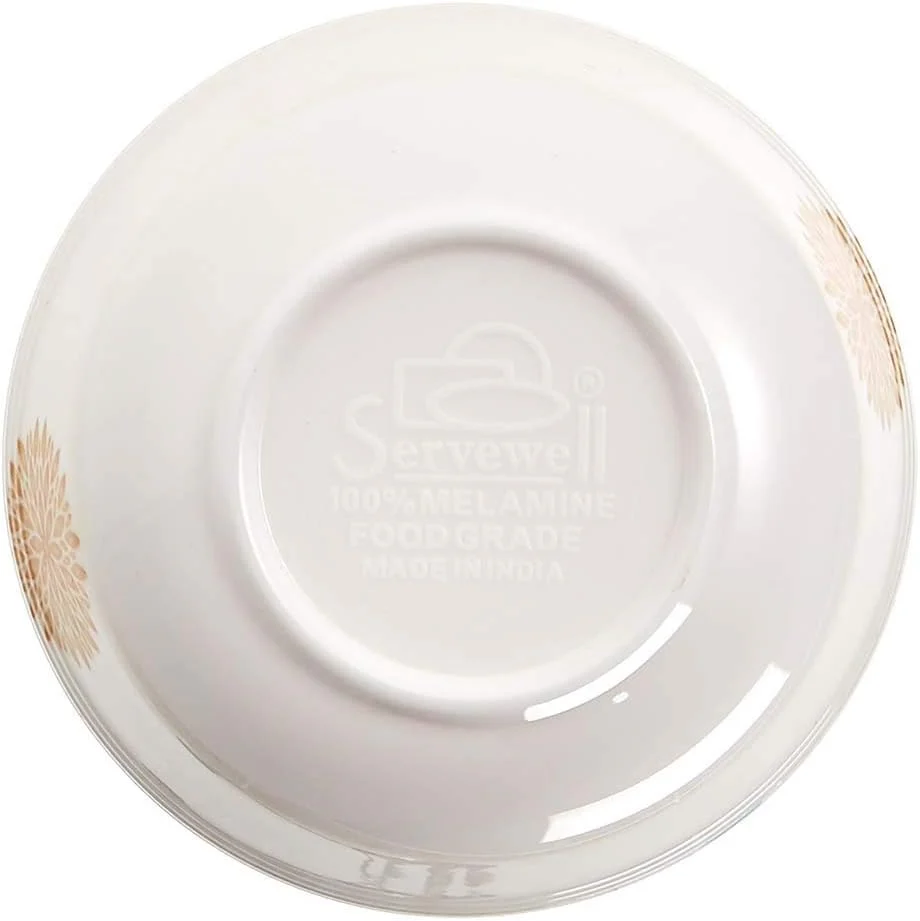 Servewell Melamine Small Bowl Katori Golden Leaves-9.5CM-White&Golden - Image 3