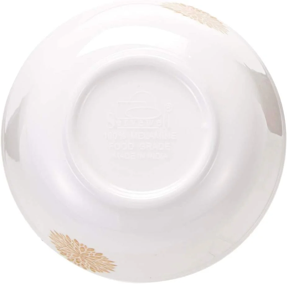Servewell Melamine Soup,Rice Bowl Golden Leaves-11.5CM-White&Golden - Image 3