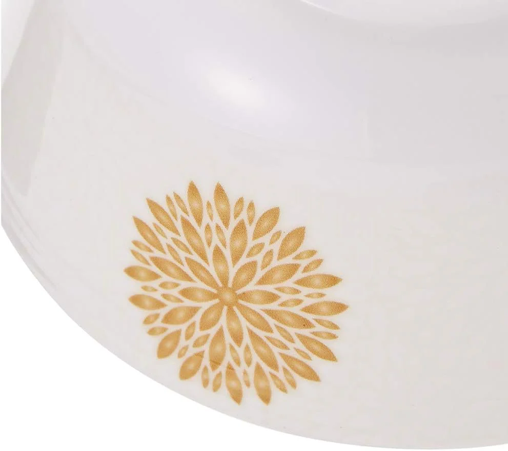 Servewell Melamine Soup,Rice Bowl Golden Leaves-11.5CM-White&Golden - Image 4