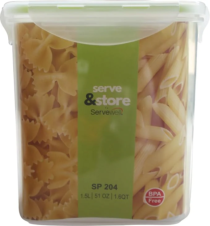 Servewell Plastic Rectangular Food Container With Lid 1500ml-Green&White