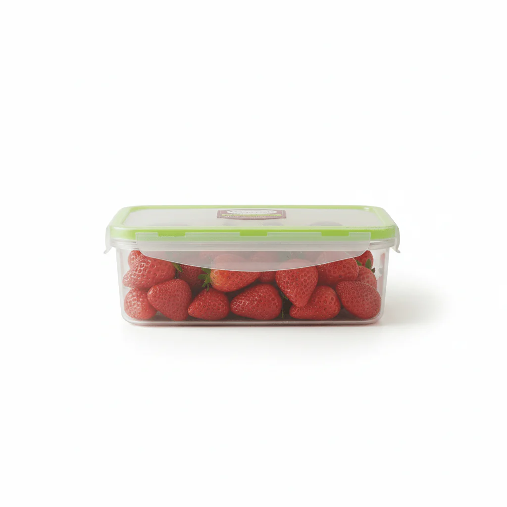 Servewell Plastic Rectangular Food Container With Lid 1000ml-Green&White - Image 2