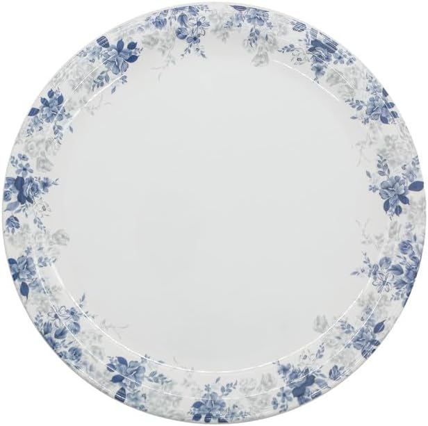 Servewell Melamine Round Dinner Serving Plate-28CM-White&Blue