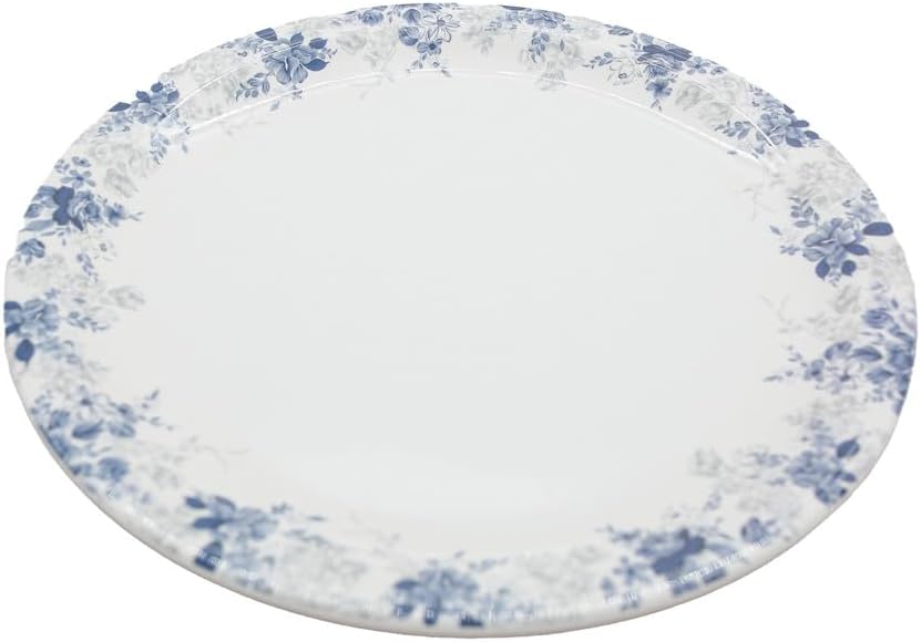 Servewell Melamine Round Dinner Serving Plate-28CM-White&Blue - Image 2