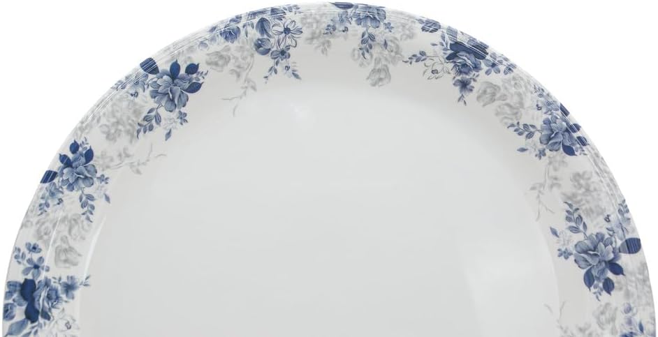 Servewell Melamine Round Dinner Serving Plate-28CM-White&Blue - Image 3