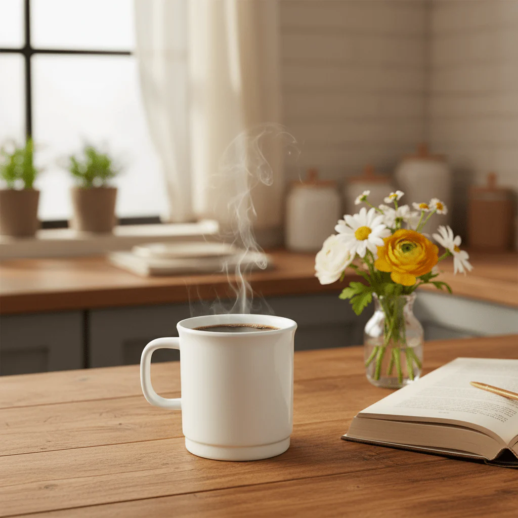 Servewere White Elegant Melamine Mug with Handle 8.5 cm Comfortable Grip Mug for Daily Use - Image 2