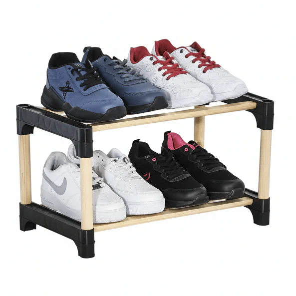 SEWOOD Modular Wood Shoe Rack 2 Tiers | 26×27.5×51 cm