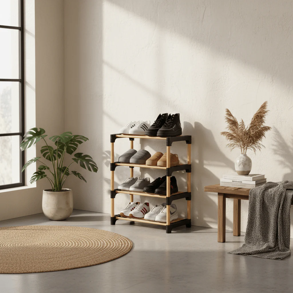 Sewood 4-Tier Bamboo Shoe Rack Organizer | 66.5 × 27.5 × 51 cm - Image 2