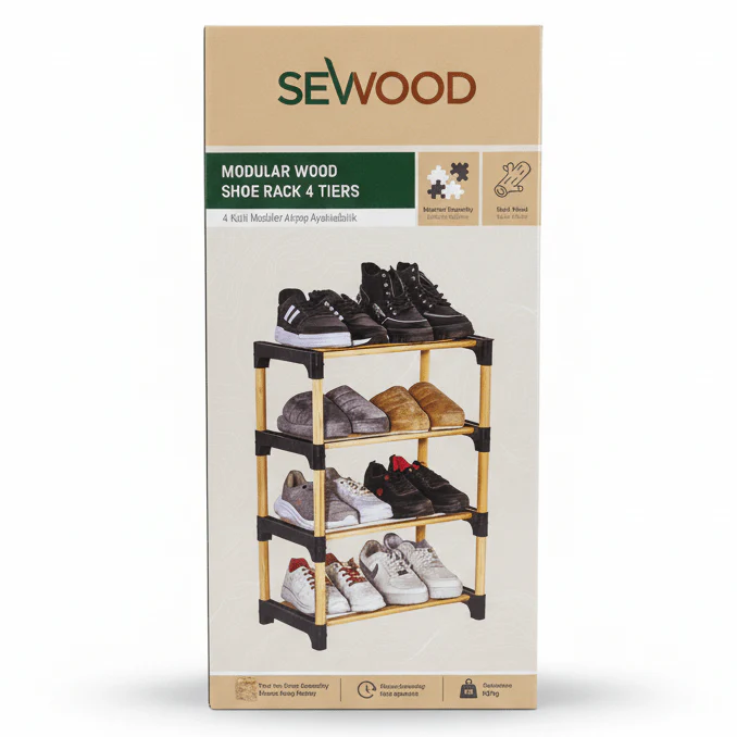 Sewood 4-Tier Bamboo Shoe Rack Organizer | 66.5 × 27.5 × 51 cm - Image 3