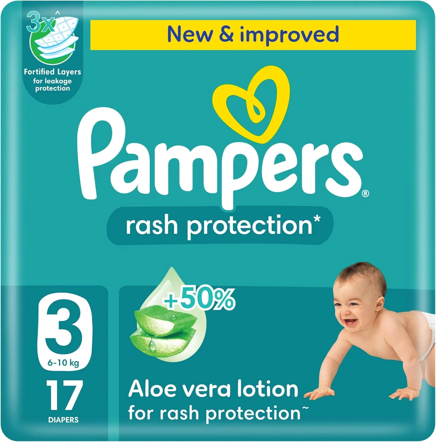 Pampers Rash Protection, Size 3, 6-10 kg, Carry Pack, 17 Diapers
