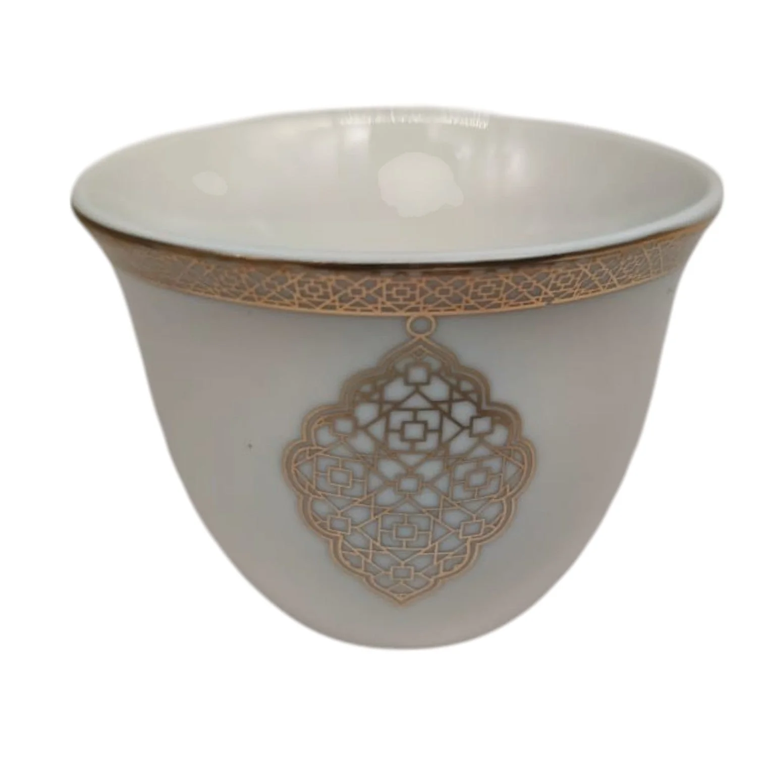 Shallow Ceramic Cawa Cup for Tea Coffee Perfect for Home Office Coffee Shops Set of 12Pcs(80ML)-White&Gold - Image 3