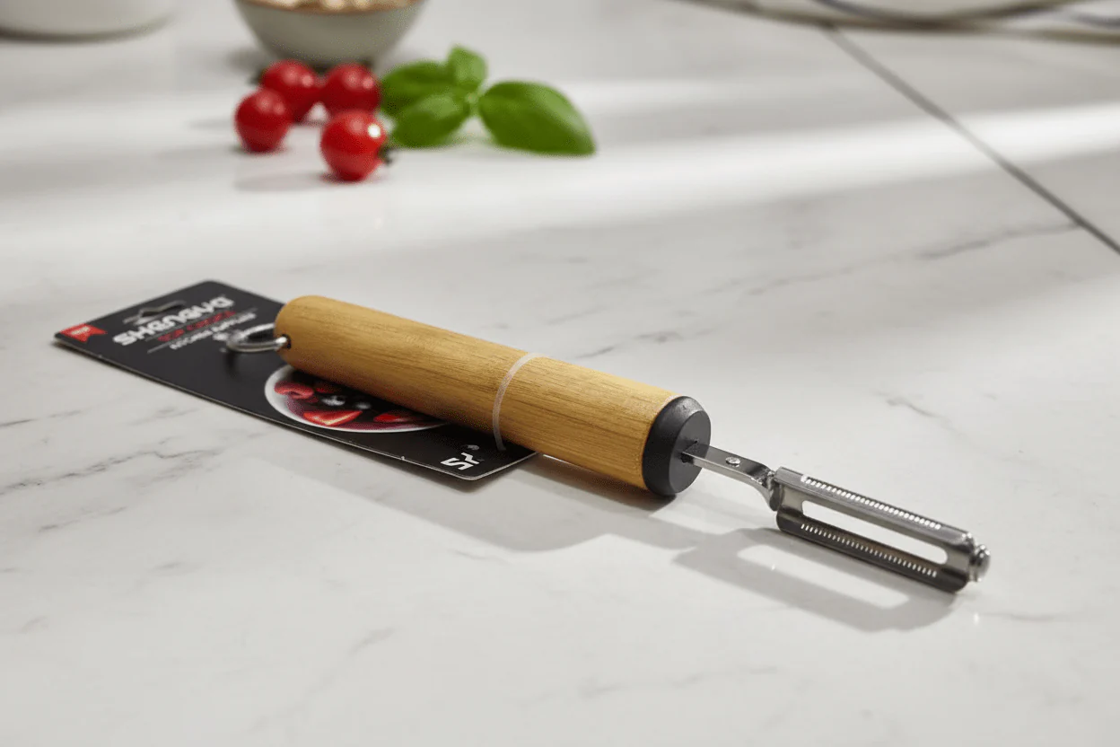 Shengya Classic Stainless Steel Vegetable Peeler with Wooden Handle – Smooth Grip Kitchen Essential (22 cm) - Image 2