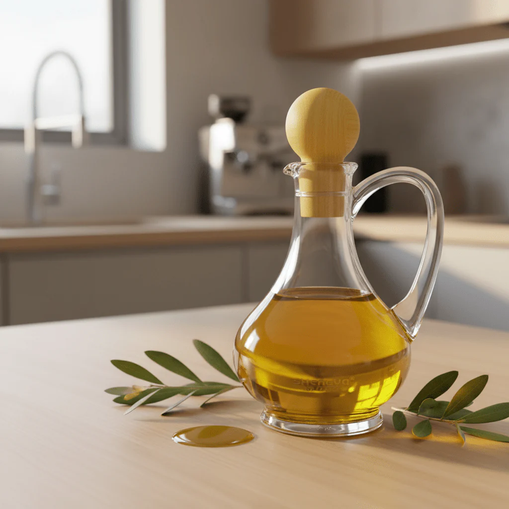 Shengya Premium Acrylic Cooking Oil Bottle with Natural Wooden Cap – Modern Leak-Resistant Dispenser, 170ml - Image 2