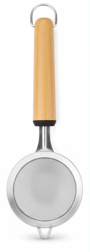 Shengya Premium Stainless Steel Tea Strainer with Natural Wooden Handle – Extra-Large Fine Mesh Filter for Loose Leaf Tea (25×9 cm)