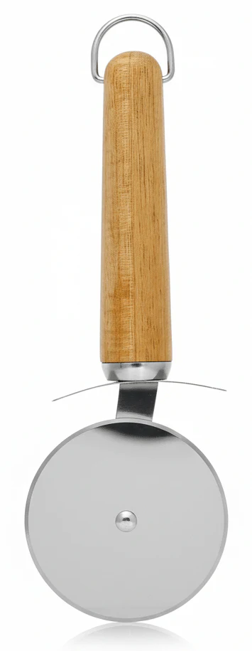 Shengya Stainless Steel Pizza Cutter Wheel with Strong Wooden Handle – Sharp, Smooth & Effortless Cutting Tool (22×7.5 cm)