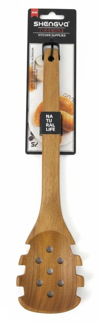 Shengya Wooden Pasta Serving Spoon – Ideal for Spaghetti & Noodles, Scratch-Safe Design (30 cm)
