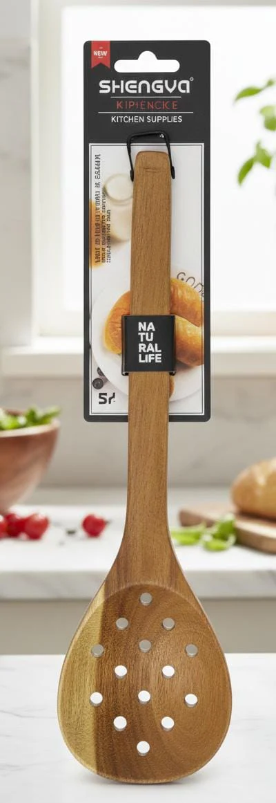 Shengya Wooden Skimmer Spoon – Perfect for Draining & Frying Applications (30 cm) - Image 2