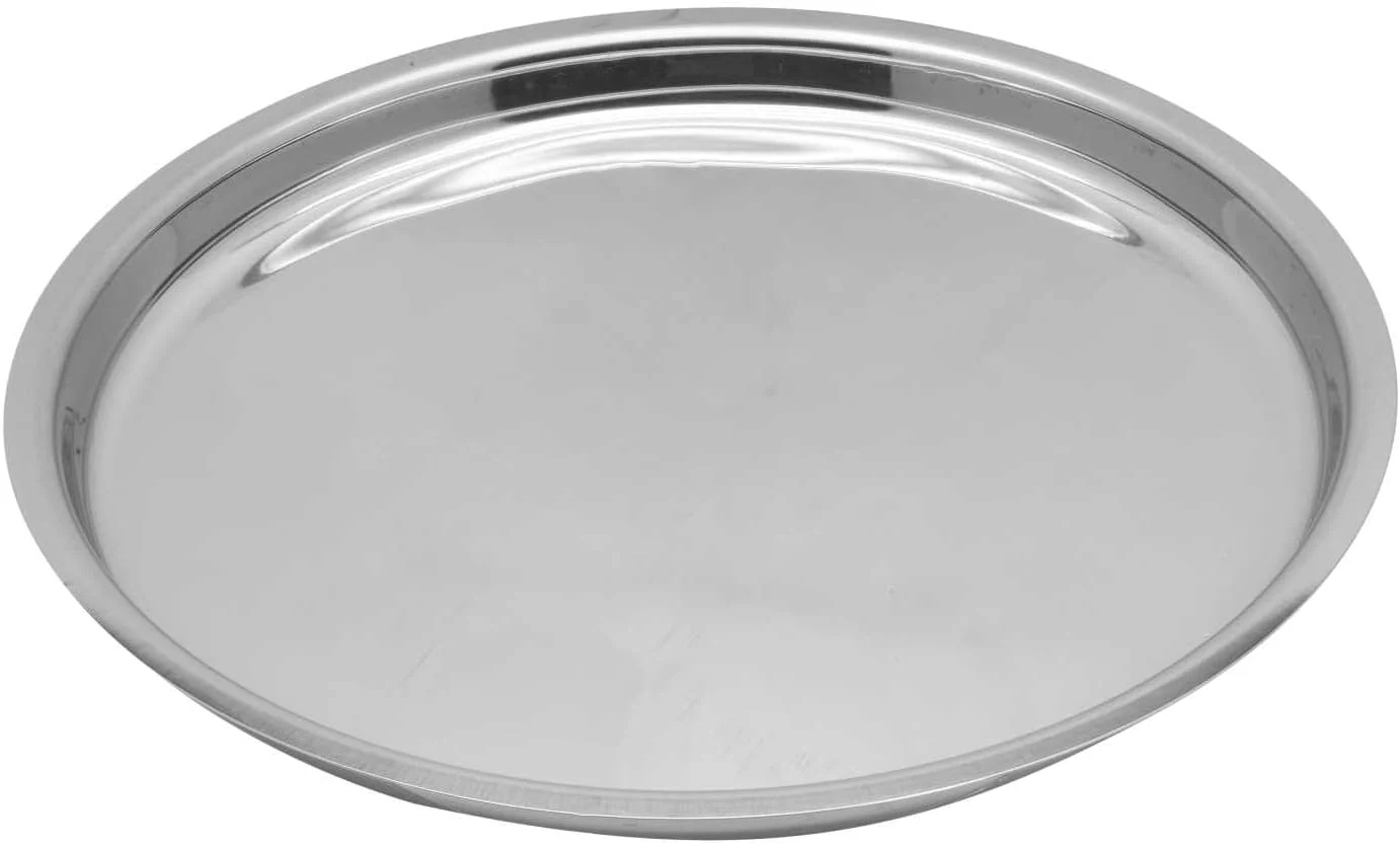 Raj Stainless Steel Round Dinner Plate 33cm | Silver | TP0014