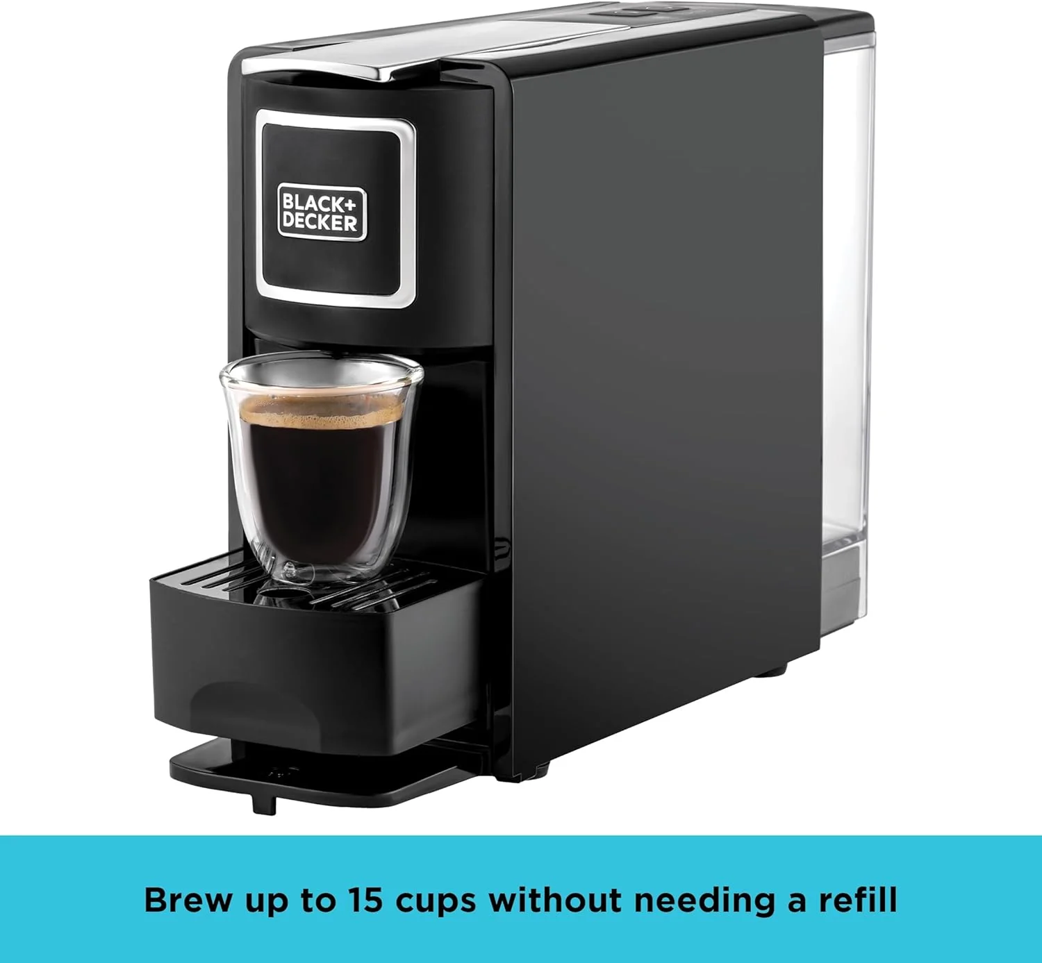 BLACK+DECKER Capsule Coffee Machine, 1140W, Compatible with Espresso Coffee Capsules, Espresso and Lungo Option, Compact Design, One-Touch Control, Fast Brewing, Removable Drip Tray, Black- CCM100-B5 - Image 4