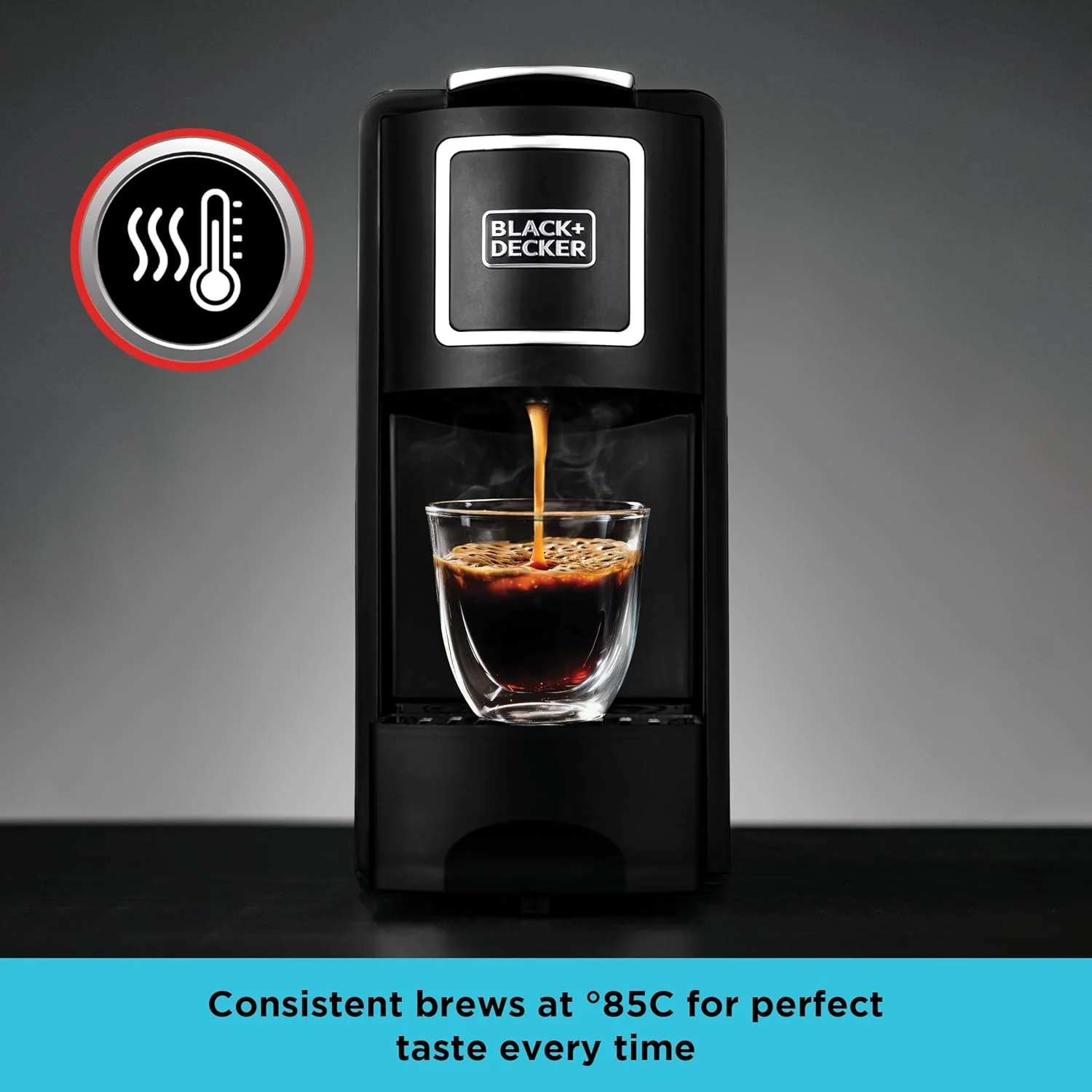 BLACK+DECKER Capsule Coffee Machine, 1140W, Compatible with Espresso Coffee Capsules, Espresso and Lungo Option, Compact Design, One-Touch Control, Fast Brewing, Removable Drip Tray, Black- CCM100-B5 - Image 5