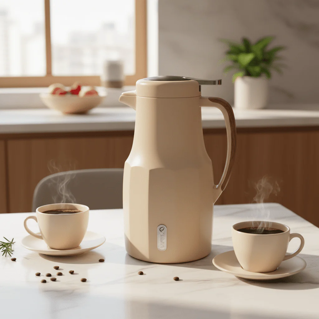 Shimizu Premium Insulated Vacuum Flask, 1.5 Liter, Beige Color - Image 2