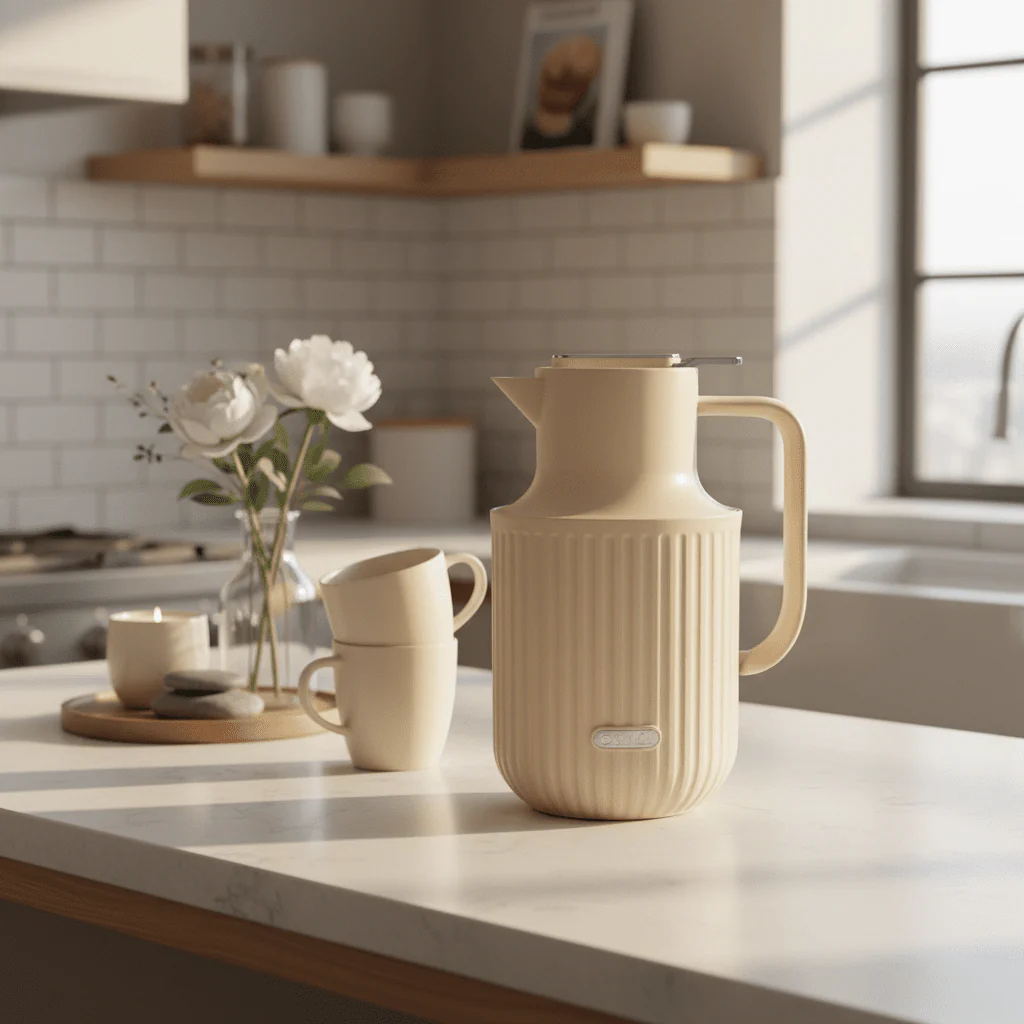 Shimizu Premium Insulated Vacuum Flask, 1.5 Liter, Light Beige Color - Image 2