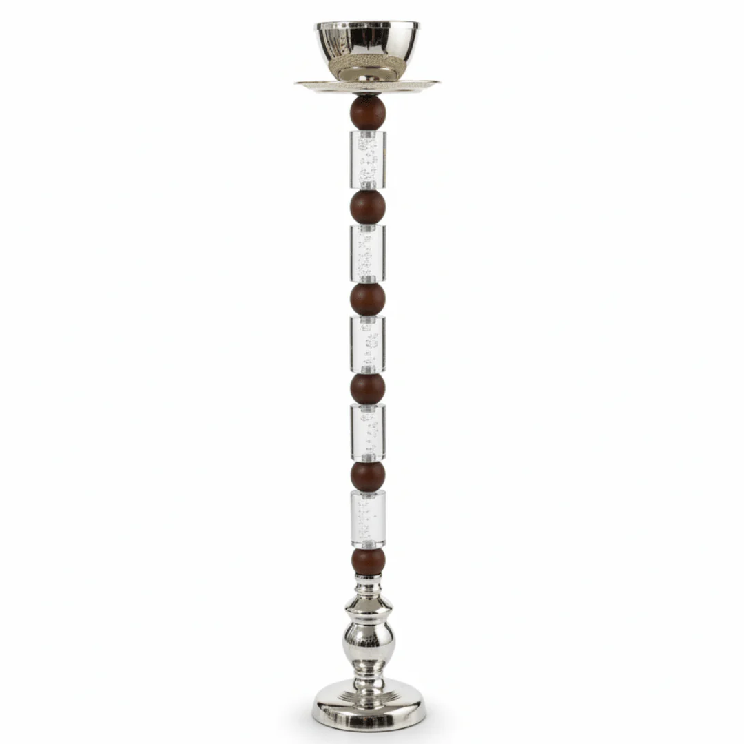 Silver Metal & Acrylic Elegant Incense Burner — 80cm | Luxury Arabic Mabkhara