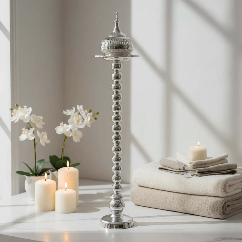 Silver Elegance Incense Burner — Tall Floor Stand, 80cm - Image 3