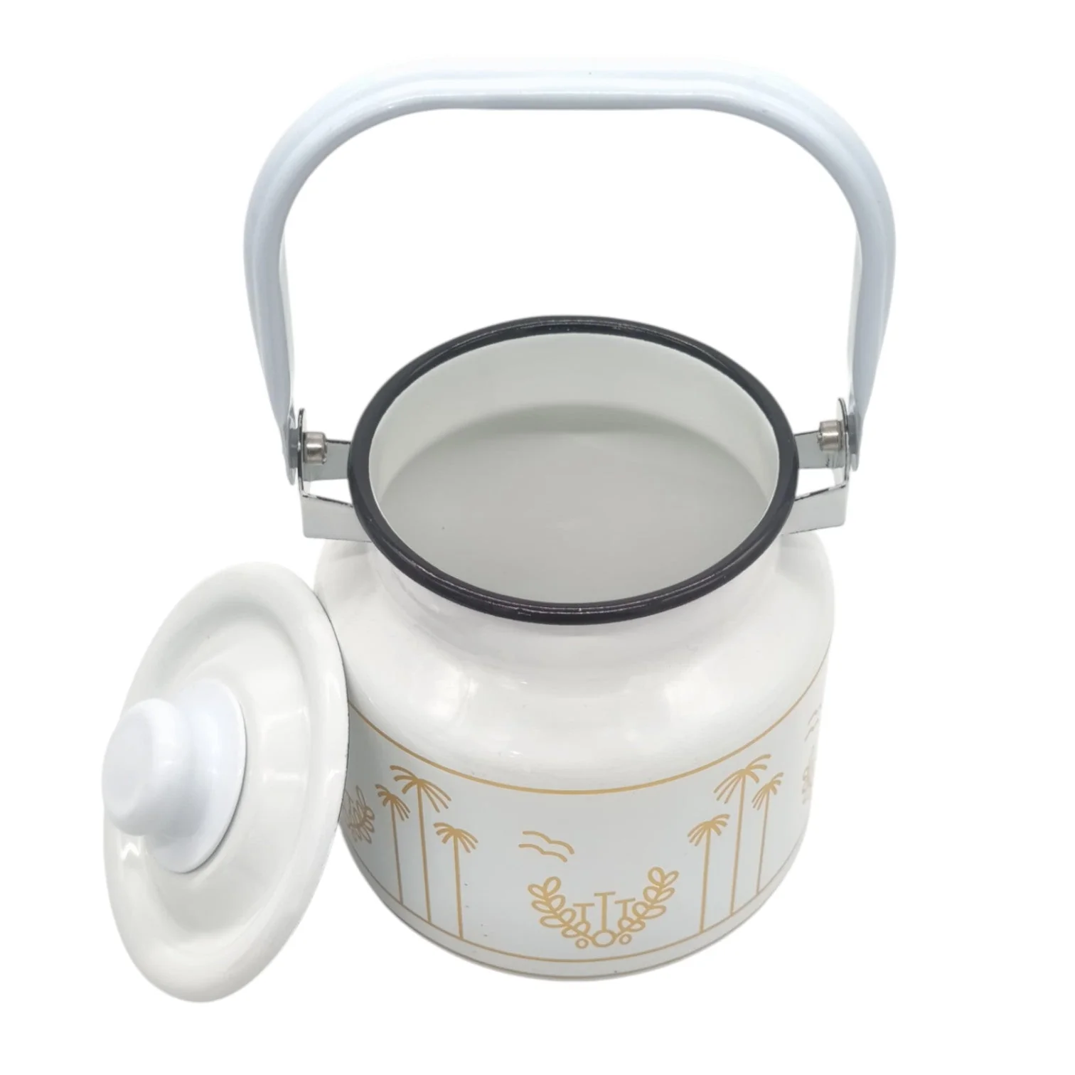 Simba Enamel Milk Can With Lid & Handle Oil Can Milk Ghee Storage Can-2000ML - Image 2
