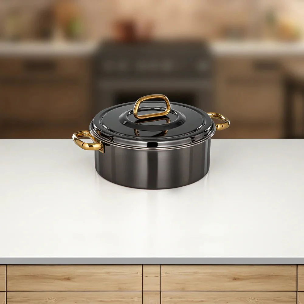 Almarjan Diana Hot Pot 25 cm Gun Black & Gold - Image 2