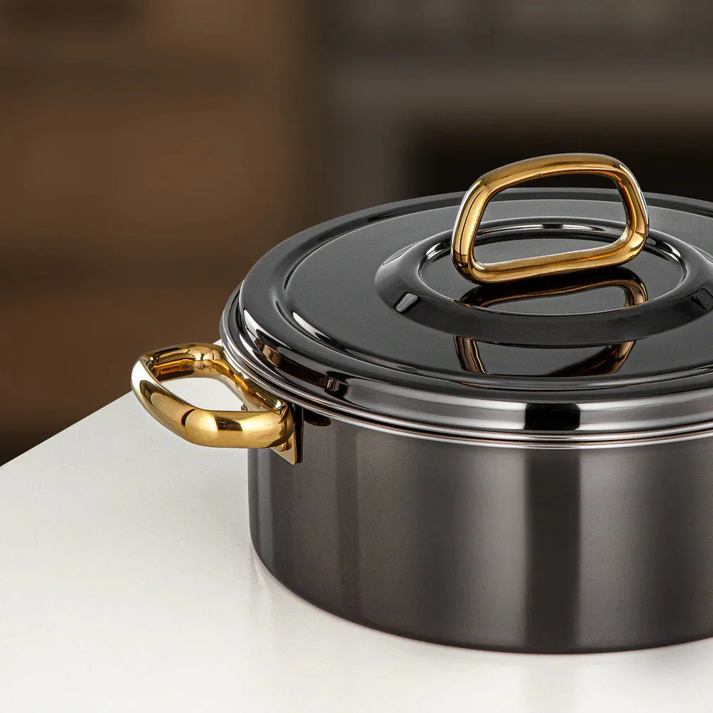Almarjan Diana Hot Pot 25 cm Gun Black & Gold - Image 3