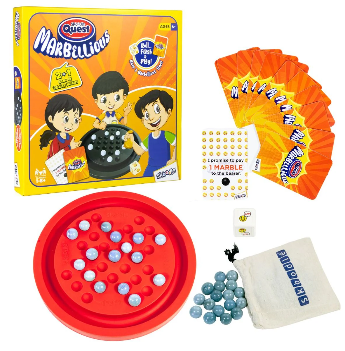 Skoodle 2-in-1 Trading Marbles Game. Roll-Flash-Play