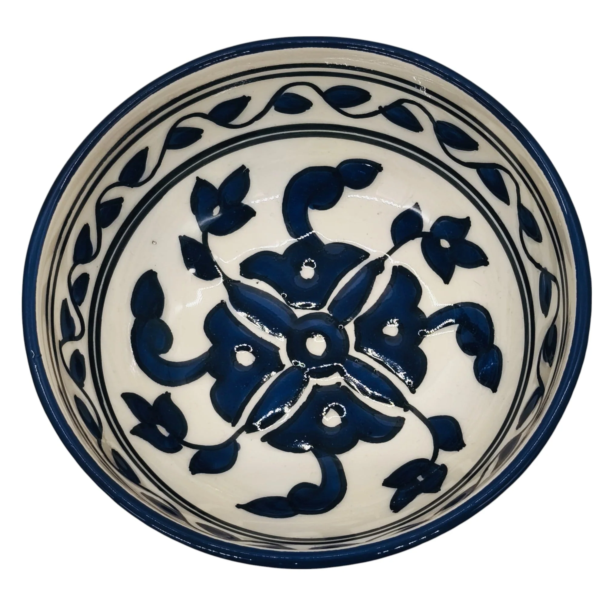 SLAMA Round Ceramic Bowl 13cm, Floral Blue - Image 3