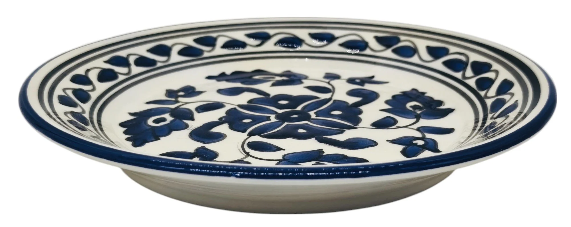 SLAMA Round Ceramic Plate 20cm, Floral Blue - Image 3