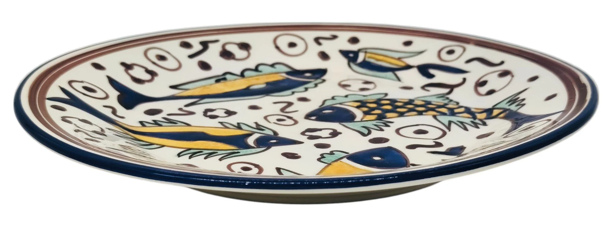 SLAMA Round Ceramic Plate 28cm, Multicolour Fish Design - Image 3