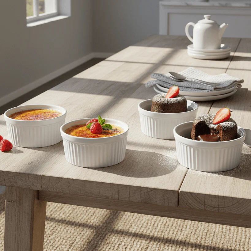 Symphony Ceramic Elegant White Ramekins – Set of 4, 9.5 x 5 cm - Image 2
