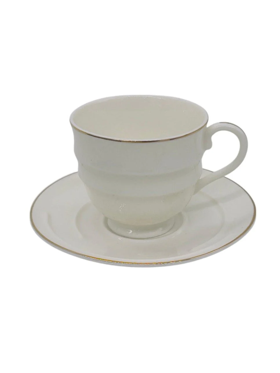 SOLECASA Porcelain Cup and Saucer 6pcs Set 90ml, Elegant Design, White - Image 3