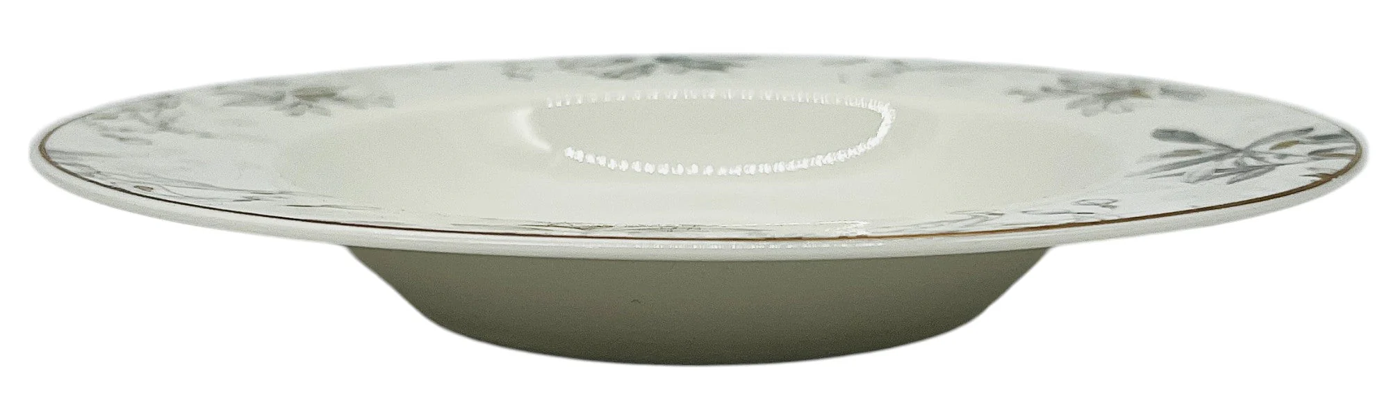 Solecasa Porcelain Soup Plate 8.5", White-Grey Floral Designs - Image 3