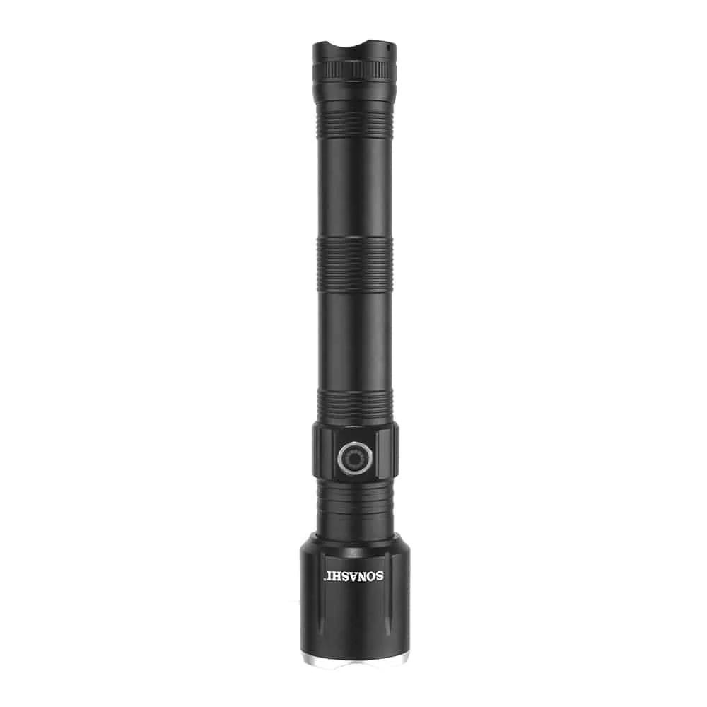 Sonashi 6000mAh Rechargeable LED Torch Set of 2 | 1200 Meter Coverage | Long Battery Life | Black Color with Acrylic Lens - Image 3