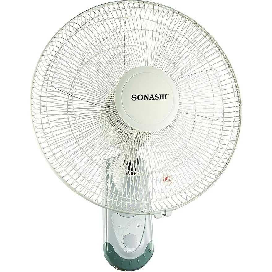 SONASHI SF-8029W Wall Fan Ð [White/Grey] 16 in. Wall Hanging Fan with Circulating Double String Switch, 3 Speed Switch, 5 Transparent Blade Leaf | Perfect Home Decor Appliance - Image 4