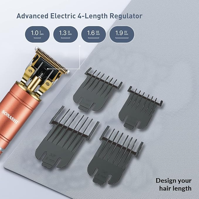 Sonashi SHC-1058 Rechargeable Hair Clipper w/ 4 Plastic Combs, Cleaning Brush, Oil Bottle, USB Cable | Cordless Hair Clipper | Home Appliance - Image 5