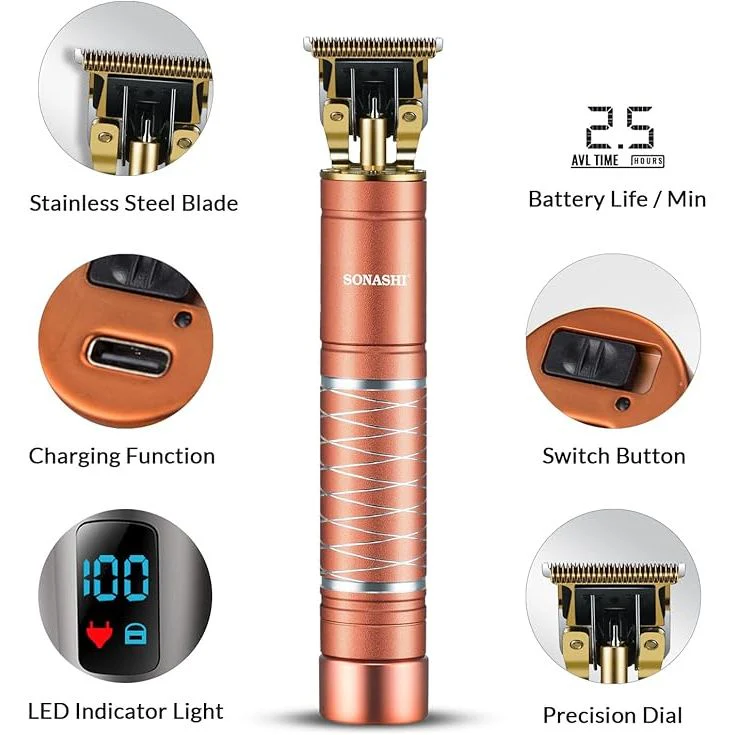 Sonashi SHC-1058 Rechargeable Hair Clipper w/ 4 Plastic Combs, Cleaning Brush, Oil Bottle, USB Cable | Cordless Hair Clipper | Home Appliance - Image 6