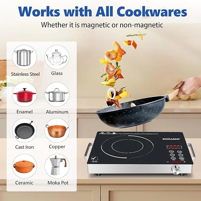 Sonashi SIS-016C Infrared Ceramic Cooker w/Timer, Display, Touch buttons, Adjustable Power, Safety Protection, Portable, Compact | Infrared Cooker| Home Appliance - Image 4