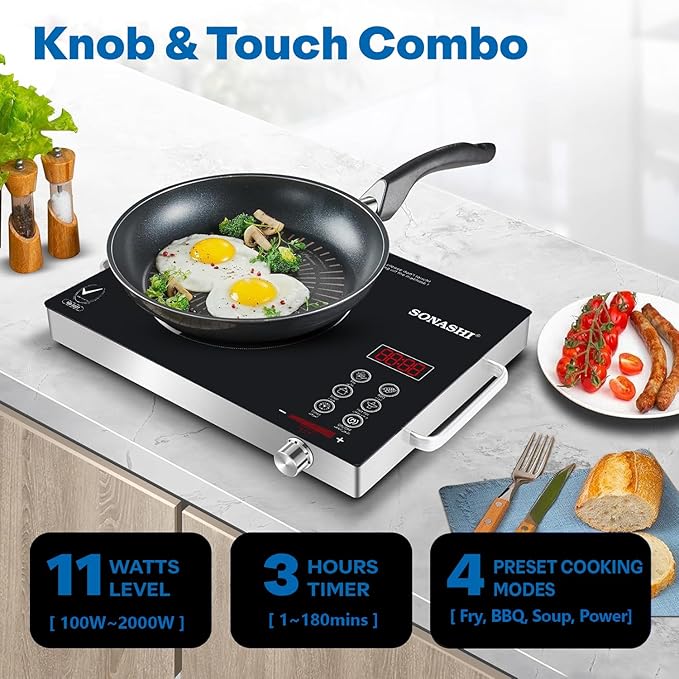 Sonashi SIS-016C Infrared Ceramic Cooker w/Timer, Display, Touch buttons, Adjustable Power, Safety Protection, Portable, Compact | Infrared Cooker| Home Appliance - Image 6