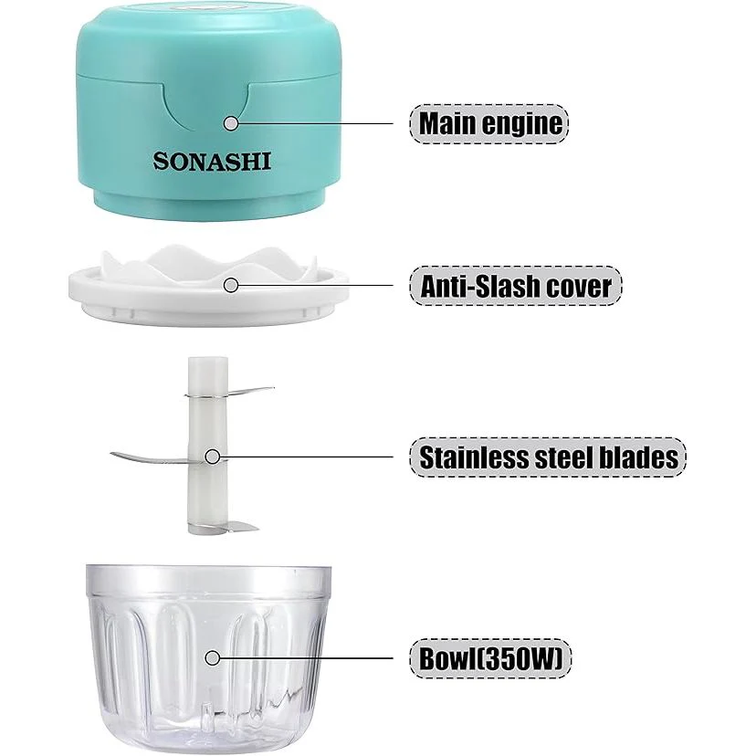 Sonashi SMC-15 Mini Chopper w/ 350ml Bowl, USB Charging, LED Indicator, Stainless Steel Blades | Home Appliances - Image 6