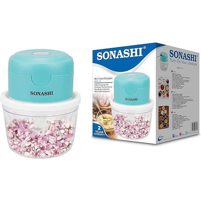 Sonashi SMC-15 Mini Chopper w/ 350ml Bowl, USB Charging, LED Indicator, Stainless Steel Blades | Home Appliances - Image 7