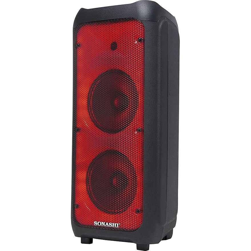 SONASHI SPS-8018RT 8" Dual Rechargeable Speaker w/Bluetooth Function, USB Slot, Disco Lights, FM Radio, Remote Control - Image 2