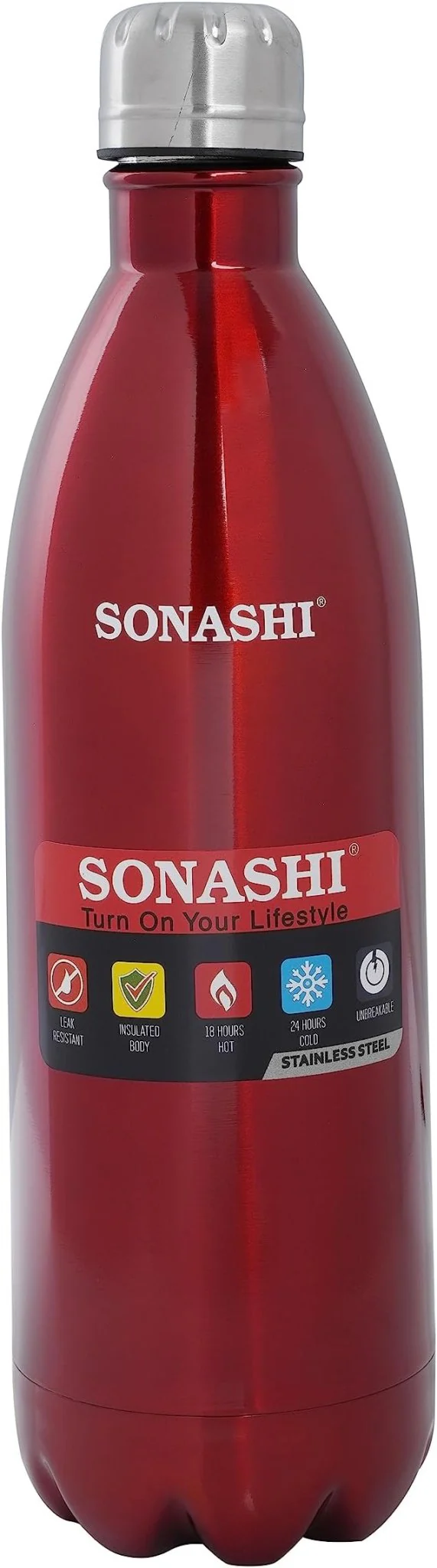 Sonashi Stainless Steel Hot & Cold Vacuum Flask Bottle-1000ML-Red