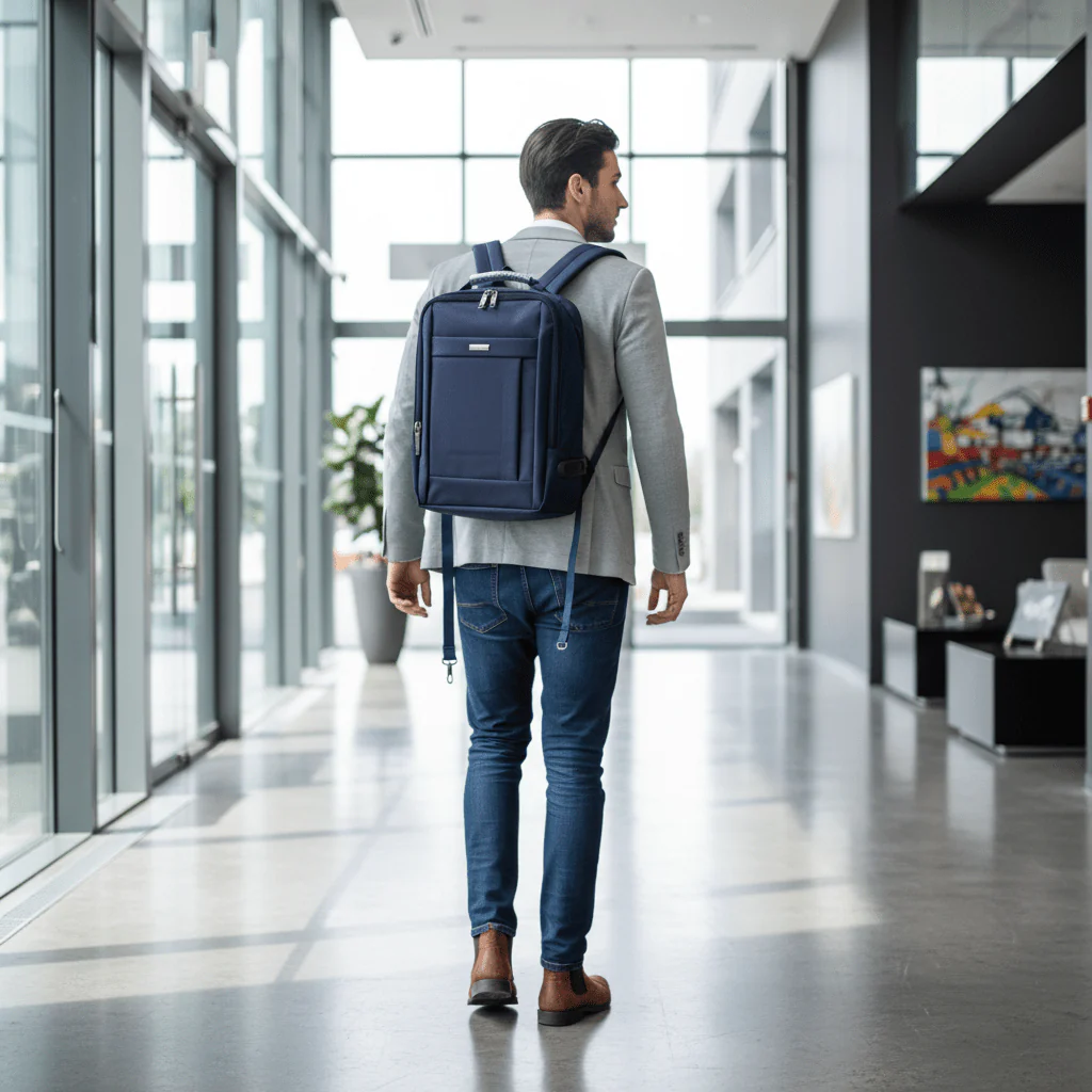 Speed Professional Navy Blue Polyester Laptop Backpack 45 x 30 cm – Office & Travel Bag with Laptop Compartment - Image 3