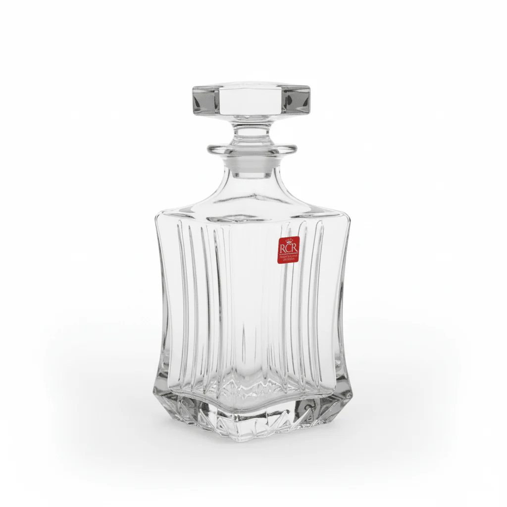 RCR Cristalleria Italiana Crystal Glass Decanter | 750ml | Luxury Cut Crystal with Stopper