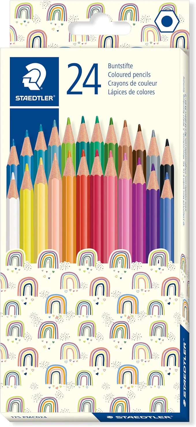 STAEDTLER 175 PMCD24 Wood-Free Coloured Pencils in Pattern Mix Design - Assorted Colours (Pack of 24)